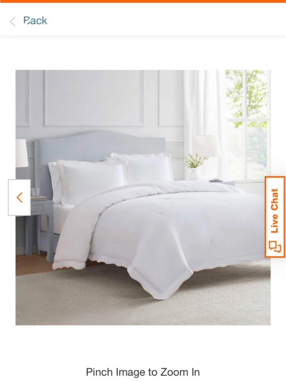 Martha Stewart Simple Scallop 3-Piece White/Soft Pink Cotton Comforter Set